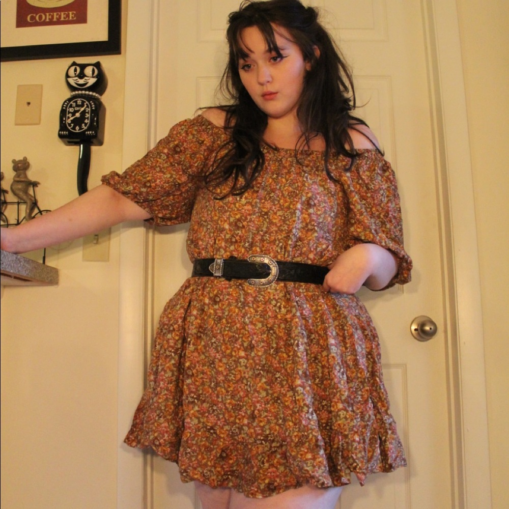 Off shoulder boho puff dress